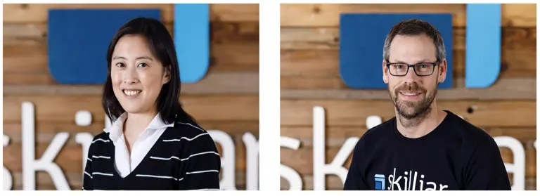 Skilljar co-founders Sandi Lin (left) and Jason Stewart