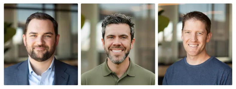 Leaders of Jump AI: Parker Ence (CEO & Co-Founder), Tim Chaves (COO & Co-Founder), and Adam Kirk (CTO & Co-founder)