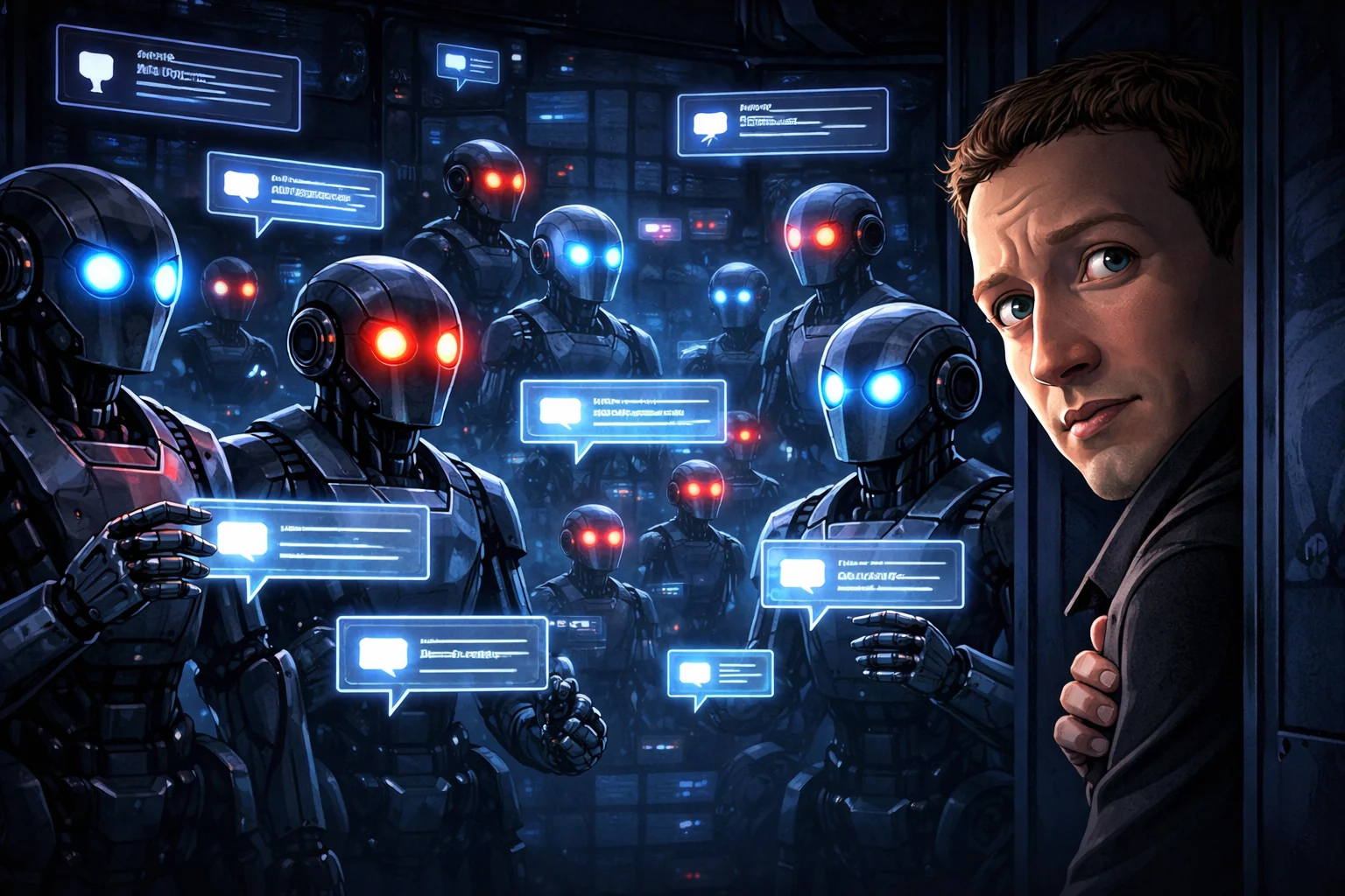 Zuckerberg watches AI network in shadows
