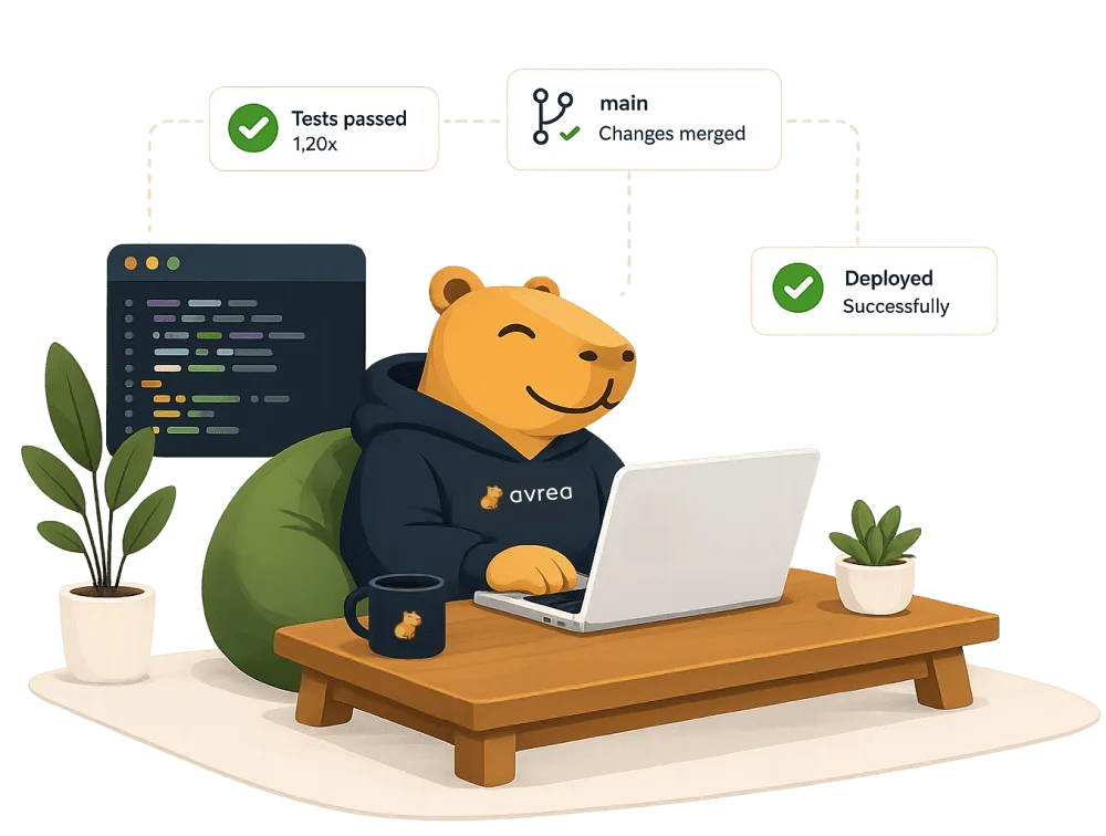 Avrea integrates with existing GitHub Actions workflows while helping developers optimize build performance and deployment speed.