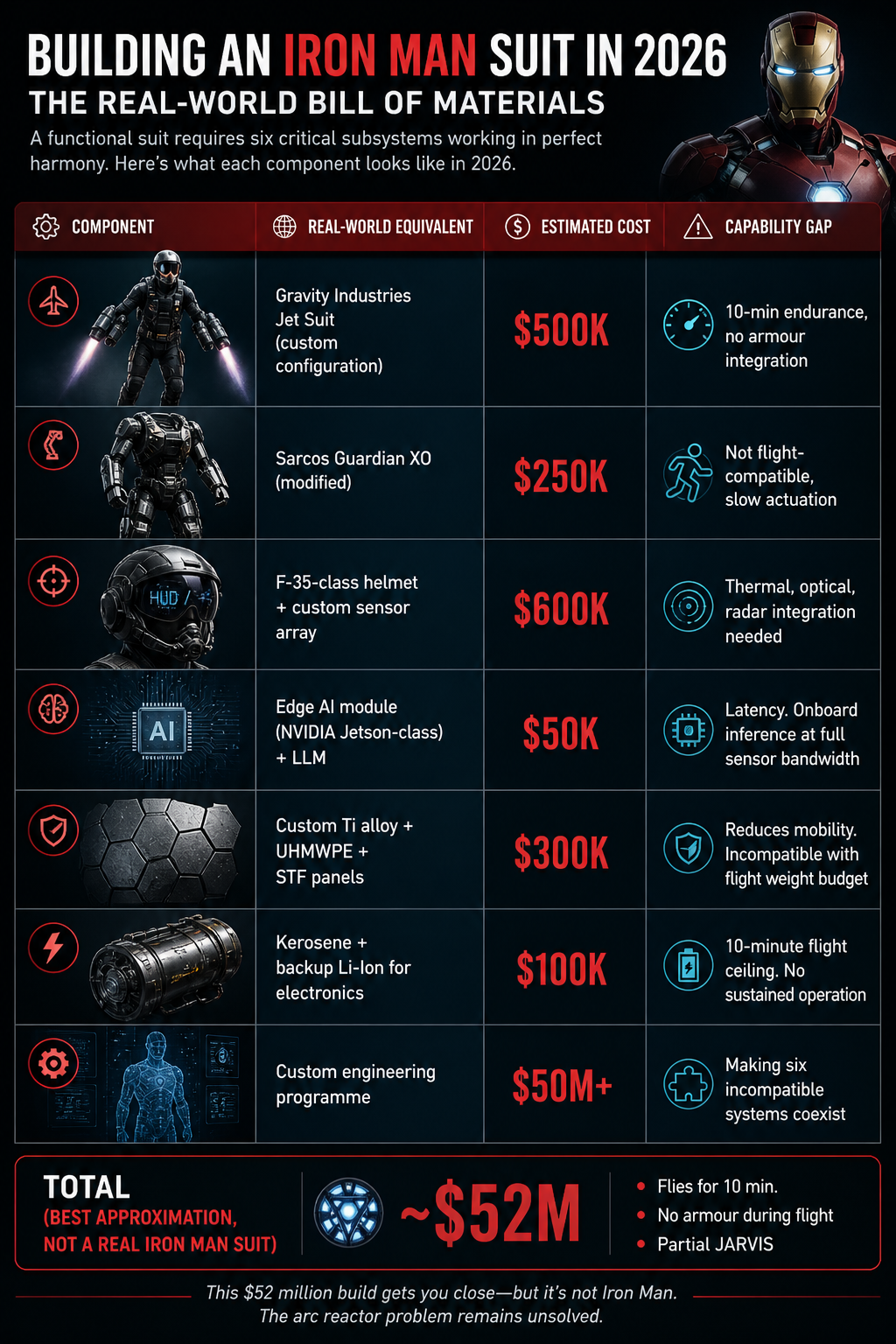 Cost (Approximate cost today) to Build an Iron Man Suit