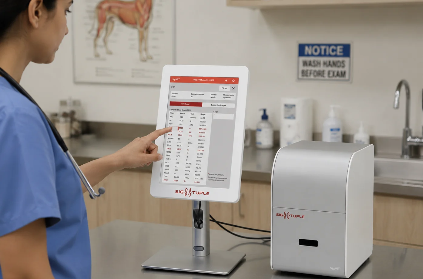 A pathologist examines a blood smear under a microscope, a process that has traditionally relied heavily on human expertise and manual analysis.